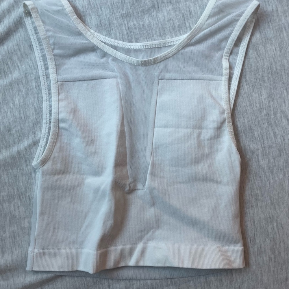 Free People Cream Fitted Crop Tank Top